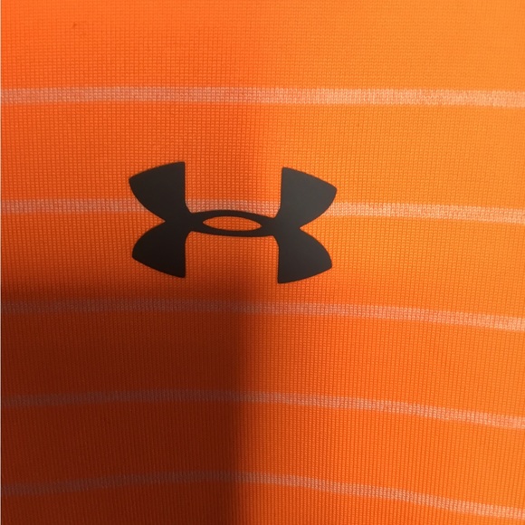 Under Armour Men’s polo shirt - Orange/White Striped- Size XL - EUC - Picture 2 of 5